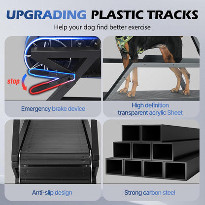 Dog Treadmill for Large & Medium Dogs - Slatmill for Dogs with Adjustable Resistance, Disc Brake & Pedometer, 300 lbs Heavy Duty - Doggy Treadmill Easy to Move, Burns Energy to Keep Pet Healthy