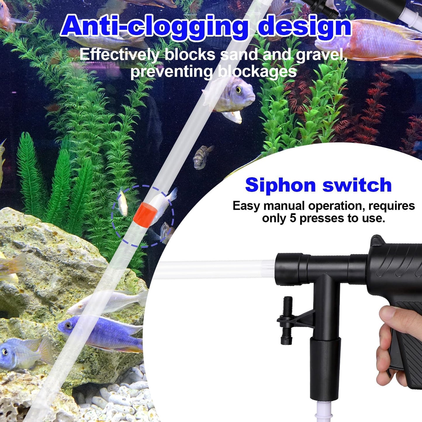 12pcs Fish Tank Cleaner Kit, Multi-Functional Aquarium Tank Vacuum Gravel Cleaning Tool Kit with Magnetic Glass Cleaner Accessories for Sand Siphon Washing and Water Changing