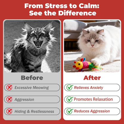 Cat Relief Treats – L-Theanine + L-Tryptophan | Lickable, Relieves Anxiety and Stress in Cats | Sleep and Relaxation Supplement | On-The-Go - 30 Tablets, Vet-Formulated, Made in The USA