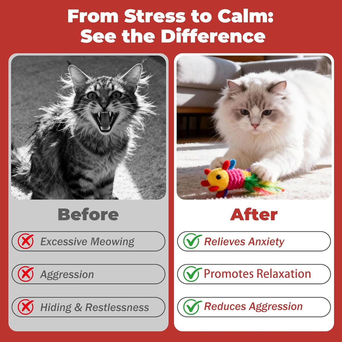 Cat Relief Treats – L-Theanine + L-Tryptophan | Lickable, Relieves Anxiety and Stress in Cats | Sleep and Relaxation Supplement | On-The-Go - 30 Tablets, Vet-Formulated, Made in The USA