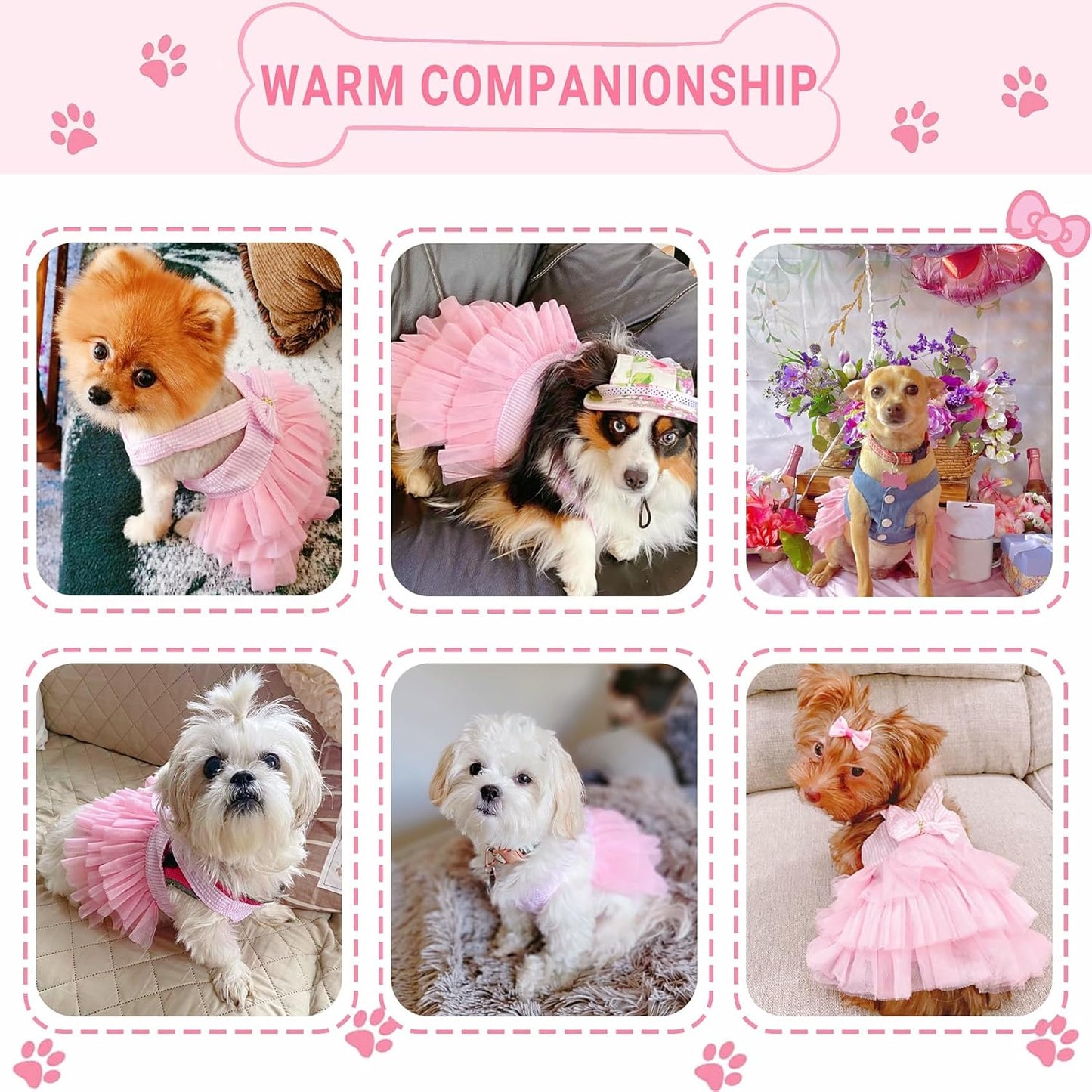 Dog Dresses, Fashion Pet Dog Clothes, Striped Mesh Puppy Dogs Princess Dresses (Pink, Small)