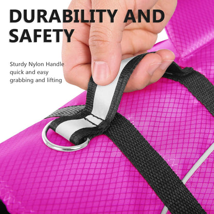 Queenmore Ripstop Dog Life Jacket Shark Life Vest for Dogs, Safety Lifesaver with High Buoyancy and Lift Handle for Small and Medium Breeds（Rose Red S）