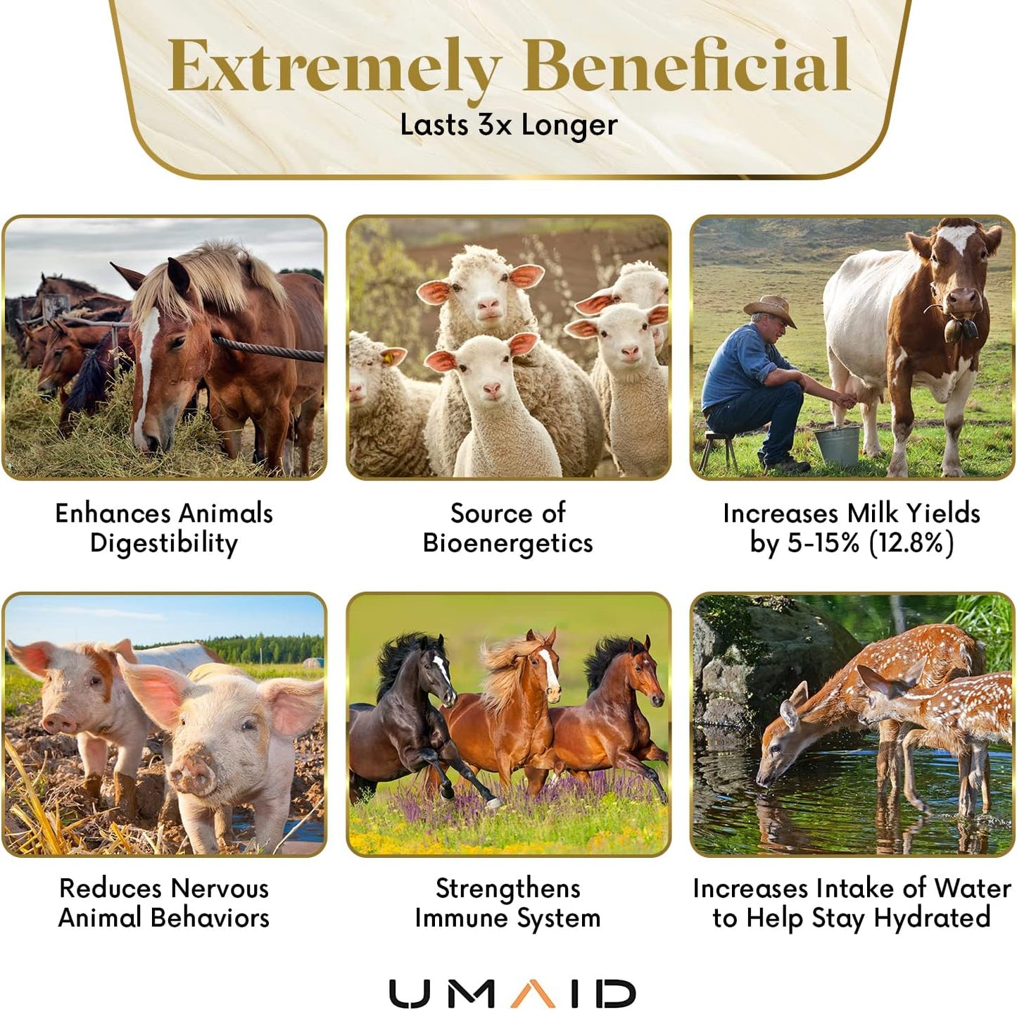 UMAID Himalayan Salt Lick 6 lbs On Rope for Horse, Deer, Goat, and Livestock Animals - Himalayan Salt Block 1 Pack