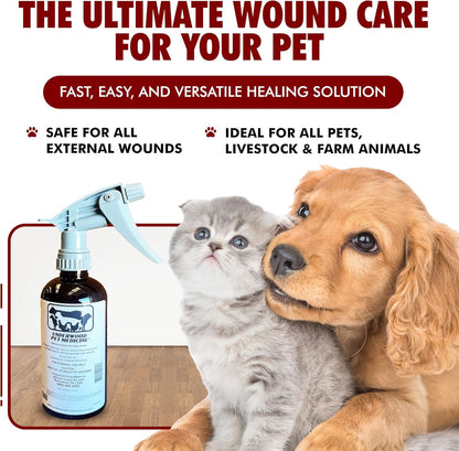 Underwood Pet Wound Care Spray – Versatile & Economical Wound Care Solution for All Animals - Prevents Infections, Gentle & Easy to Use - Antiseptic Spray Suitable for Cuts, Scrapes & Open Wounds