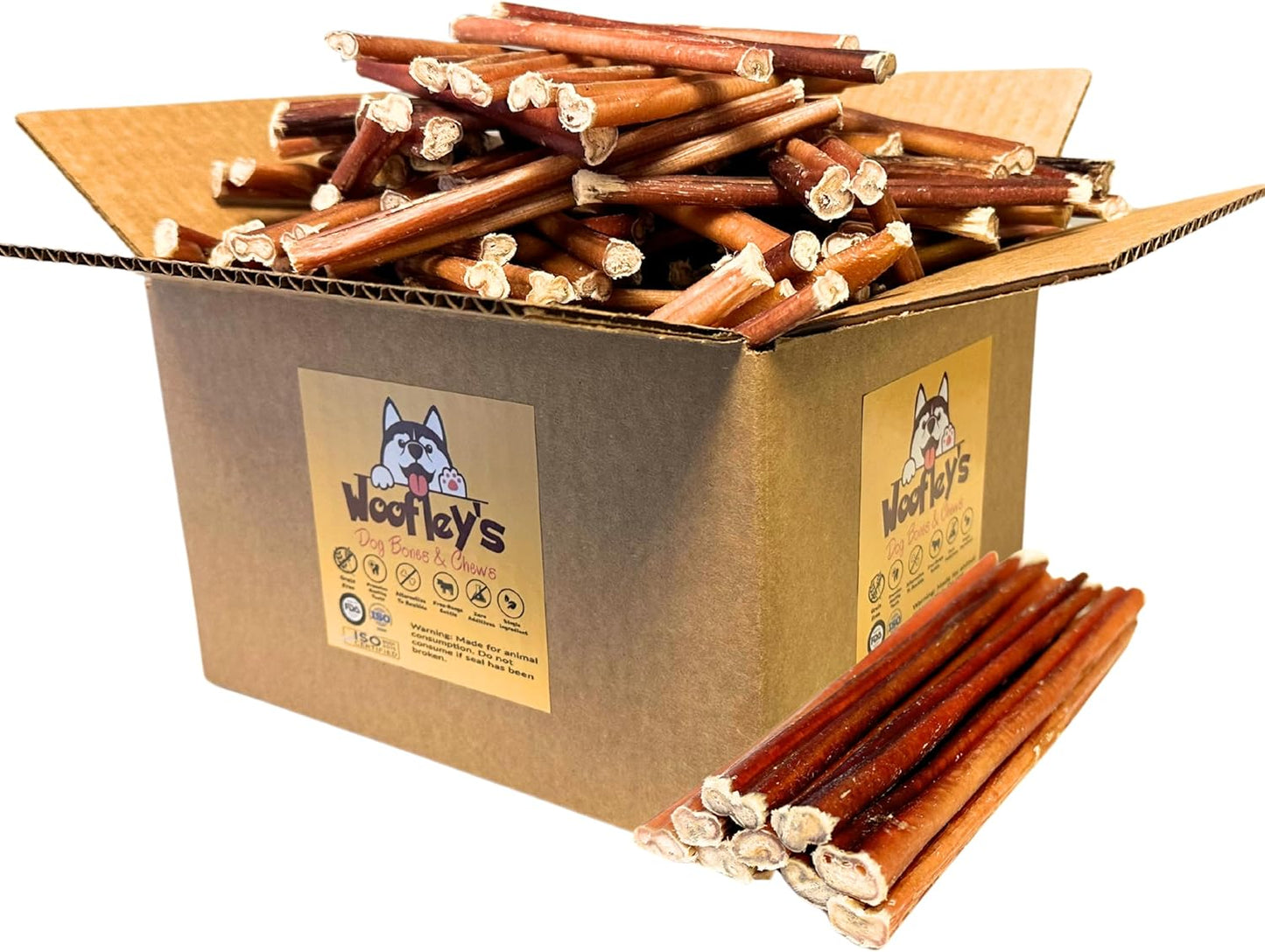 Woofley's 6 Inch Bully Sticks for Small Dogs - 100 Count - Safe, Easily Digestible Dog Chews