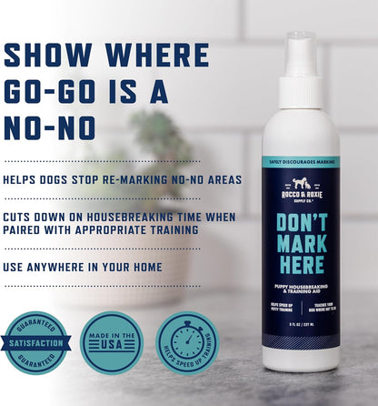 Rocco & Roxie Dog Potty Training Don't Mark Here - No Pee Repellent Spray for Dogs Indoor & Outdoor - Puppy Housebreaking Supplies - Anti Peeing for Dogs and Puppies - Made in USA