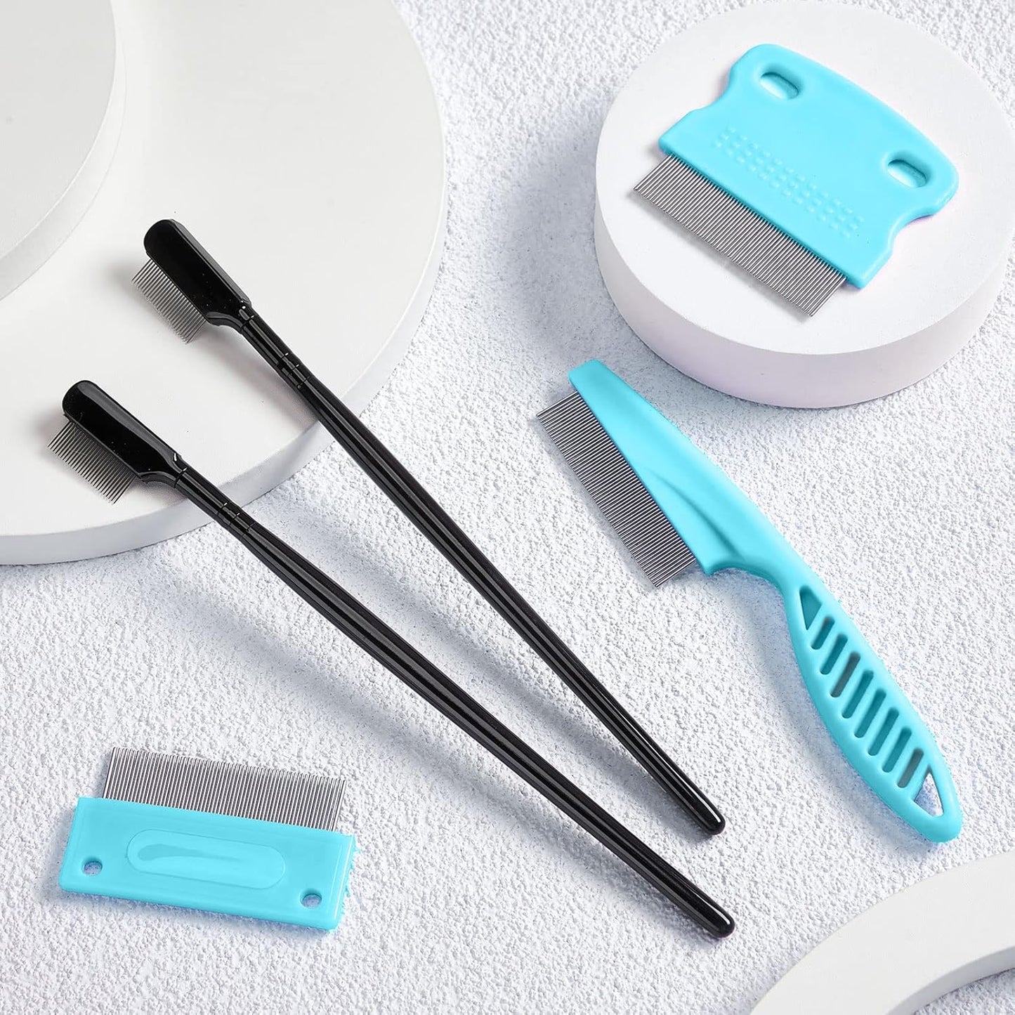 5 Pieces Dog Eye Combs Tear Stain Remover Combs Pet Grooming Comb for Small Dogs Gently Removing Eye Mucus and Crust (Light Blue, Black)