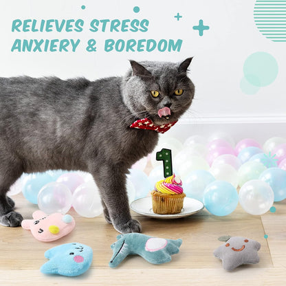 Gejoy 20 Pieces Catnip Toys for Indoor Cat Plush Kitten Cat Chew Toys Catnip Kitten Entertaining Interactive Dolls(Lovely)