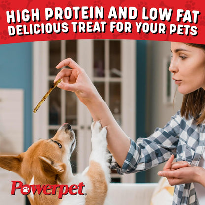 Powerpet Beef Collagen Sticks Soft Dog Chew - 100% Natural & Highly Digestible, High Protein, Low Fat, Rawhide-Free for Hip & Joint and Skin & Coat, Healthy Treats - Bully Sprinkled Flavor, Pack of 10