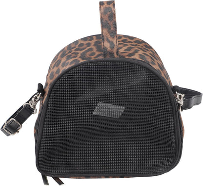 IPENNY Leopard Print Pet Carrier for Small Animals, Portable & Breathable Travel Handbag for Hamster, Sugar Glider, Hedgehog (7.3" L x 6.3" H x 3.1" W)