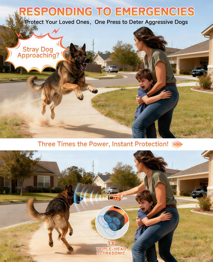 3X Ultrasonic Dog Bark Deterrent, 50ft Long Range Anti Barking Device for Stubborn & Neighbor's Dog, Rechargeable Behavior Training Tool with Flashlight, Safe Humane for Indoor Outdoor Use