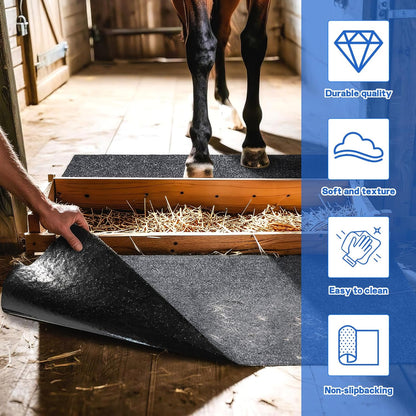4 x 6ft Horse Stable Mat Lightweight Floor Mat,Cuttable & Back Non-Slip Design Mat for Horses Livestock,Durable & Water Absorbent Stable Mats,Keep Floor Dry & Clean