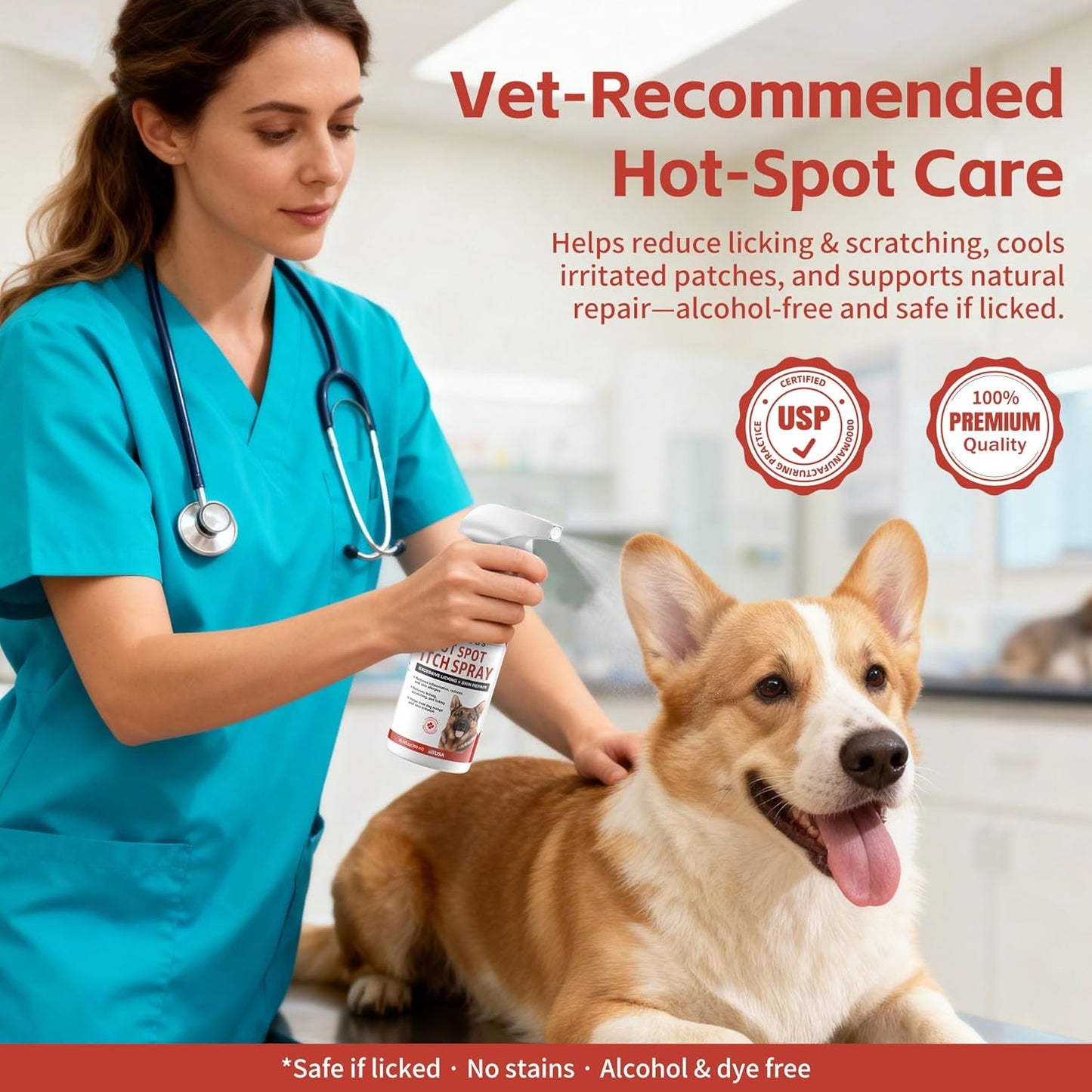 Hot spot Treatment for Dogs | Hot Spot Spray for Dogs | Hypochlorous Acid (HOCl) Formula Soothes Inflammation | Prevents Infection | Treats Bites | Scratches & Skin Ulcers - 10.14 fl oz
