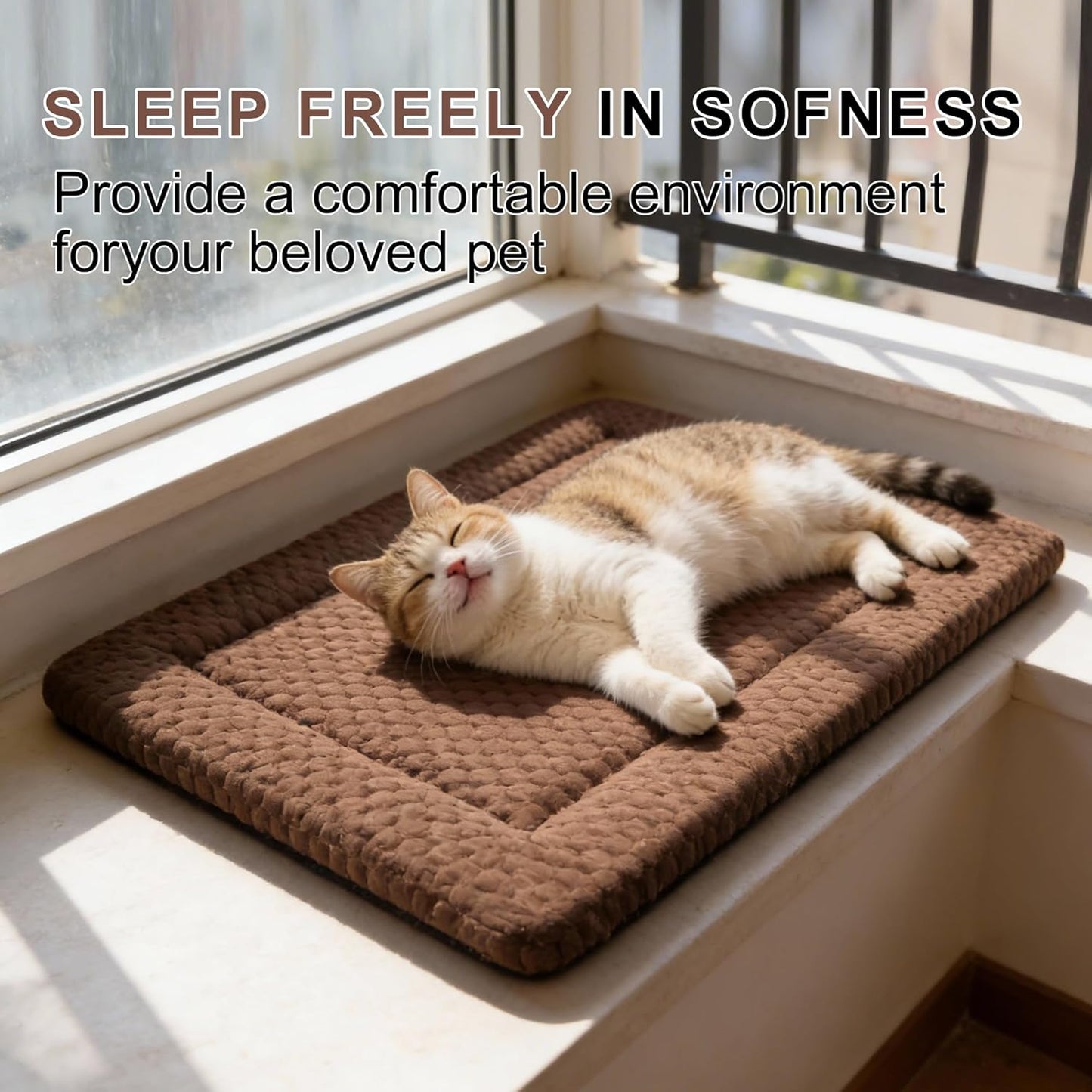 Dog Bed Mat – Soft & Comfortable Dog Kennel Pad for Crate – Durable Crate Bed & Mat for Dogs & Cats (Dark Brown, XS(18"*14"*1.5"))