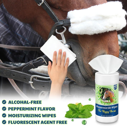 3 Pack Horse Bit Wipes 120 Pcs Peppermint Horse Bit Cleaners for Happy Horse Disposable Cleaning Wipes for English or Western Bits