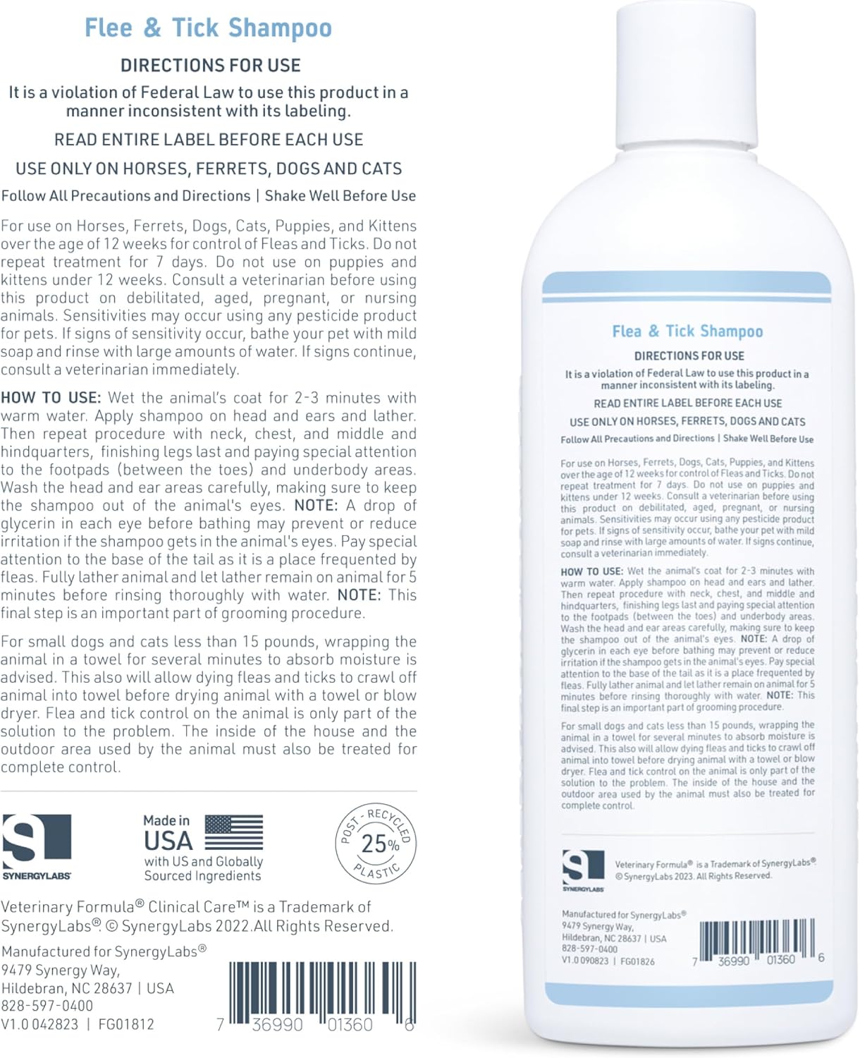 Veterinary Formula Flea and Tick Shampoo for Dogs and Cats, 16 oz