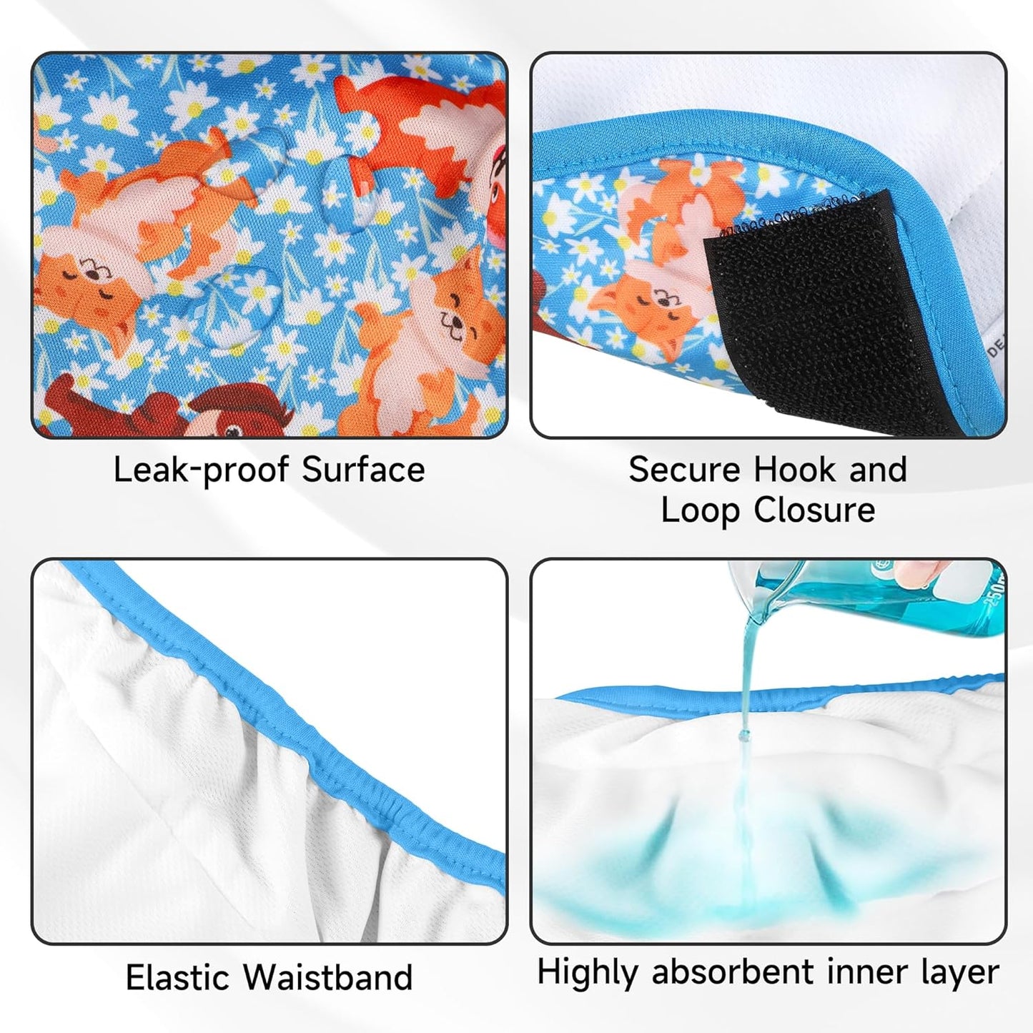 4 Pack Reusable Female Dog Diaper, Highly Absorbent Doggie Diapers for Female Dogs, Dog Diaper X-Large, Bulldog