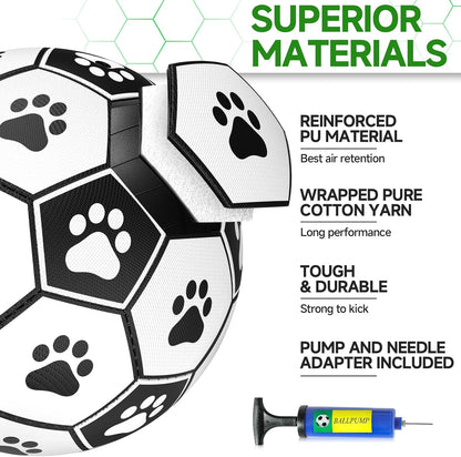 QDAN Premium Dog Toys Balls, Dog Soccer Ball with Straps, Dog Birthday Gifts, Herding Ball, Durable Balls for Small Medium Pet, Puppy Outdoor Toy, Pet Training Soccer Ball, World Cup Soccer (6 Inch)