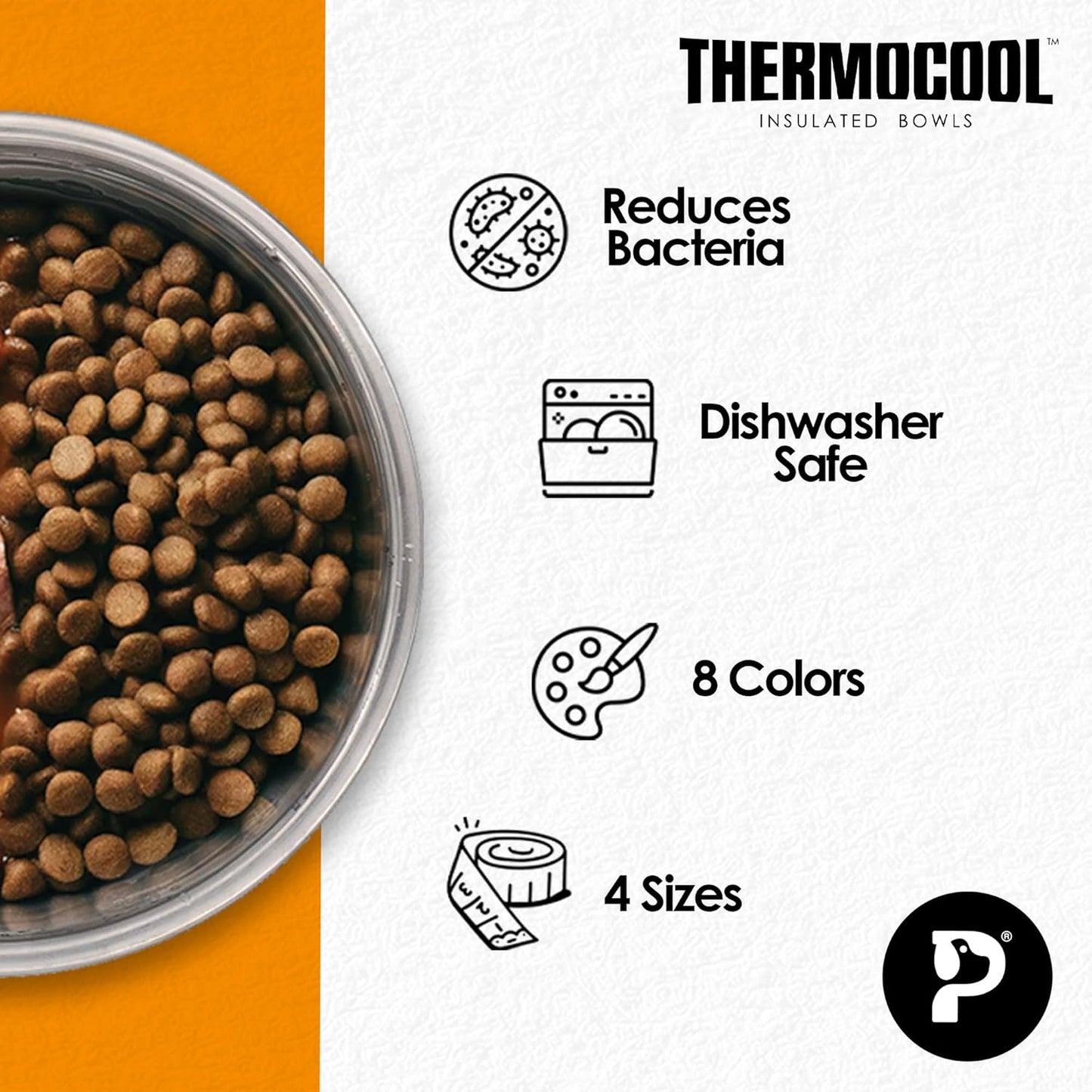 Thermocool XL Dog Bowl Set with Slow Feeder Insert – 2 Pack 64oz Stainless Steel Insulated Bowls + Palz&Co Paw Puzzle Insert, (3 Pack)