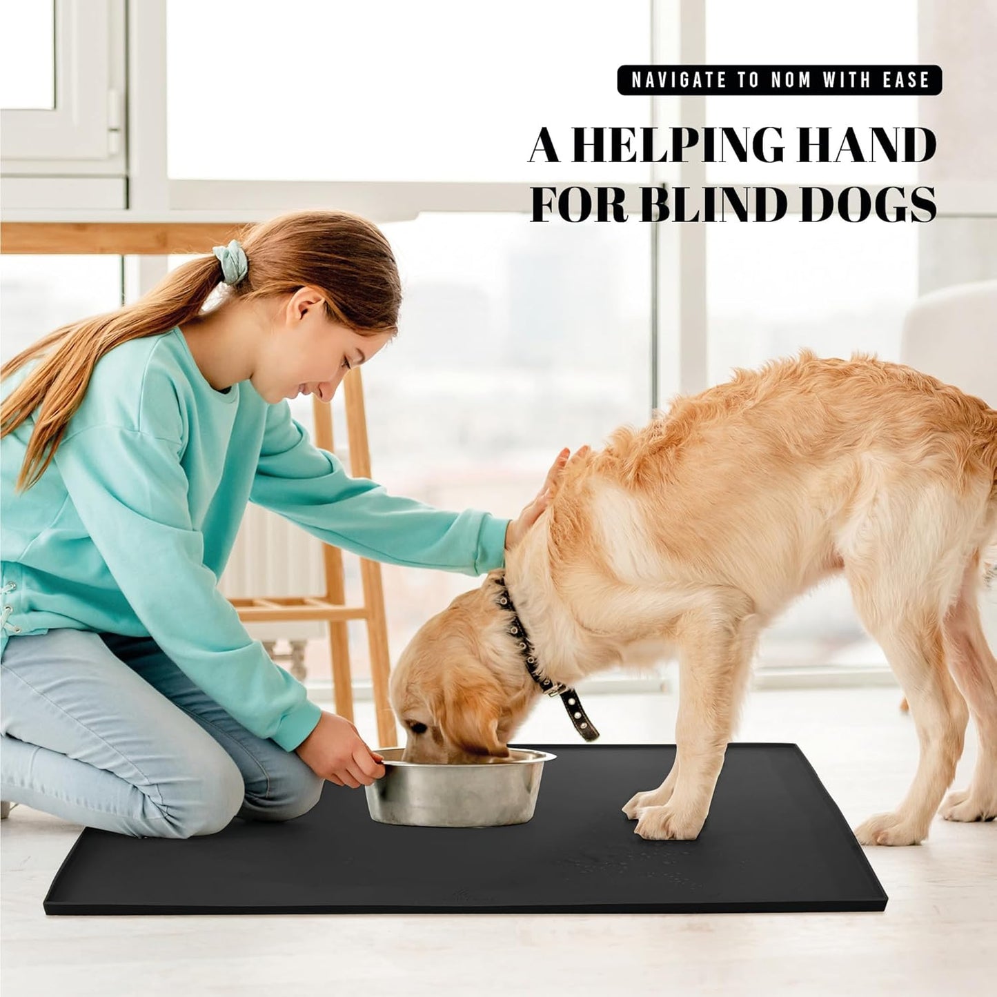 AVERYDAY 3-in-1 Slow Feeder Dog Bowls and 32x24'' Silicone Dog Mat Bundle