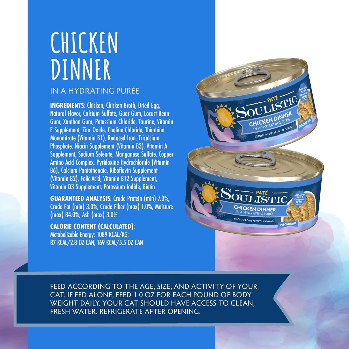 Soulistic Paté, Chicken Dinner in a Hydrating Purée, 5.5oz Can, Pack of 8