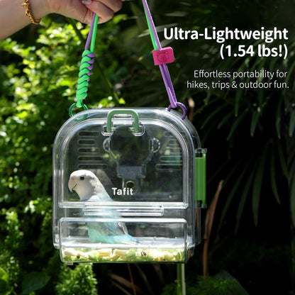 Bird Travel Carrier Cage with Metal Perch, Bottom Mesh, Food Bowl Tray, Cage Cover & Breathable Clear Ventilation for S/M Birds, Conures, Parakeets, Budgies, Canaries, Lovebirds - Purple