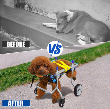 Four-Wheeled Adjustable Dog Wheelchair, Lightweight Mobility Bicycle Trailer for Disabled Pets, Easy to Assemble, Supports Walking and Exercise