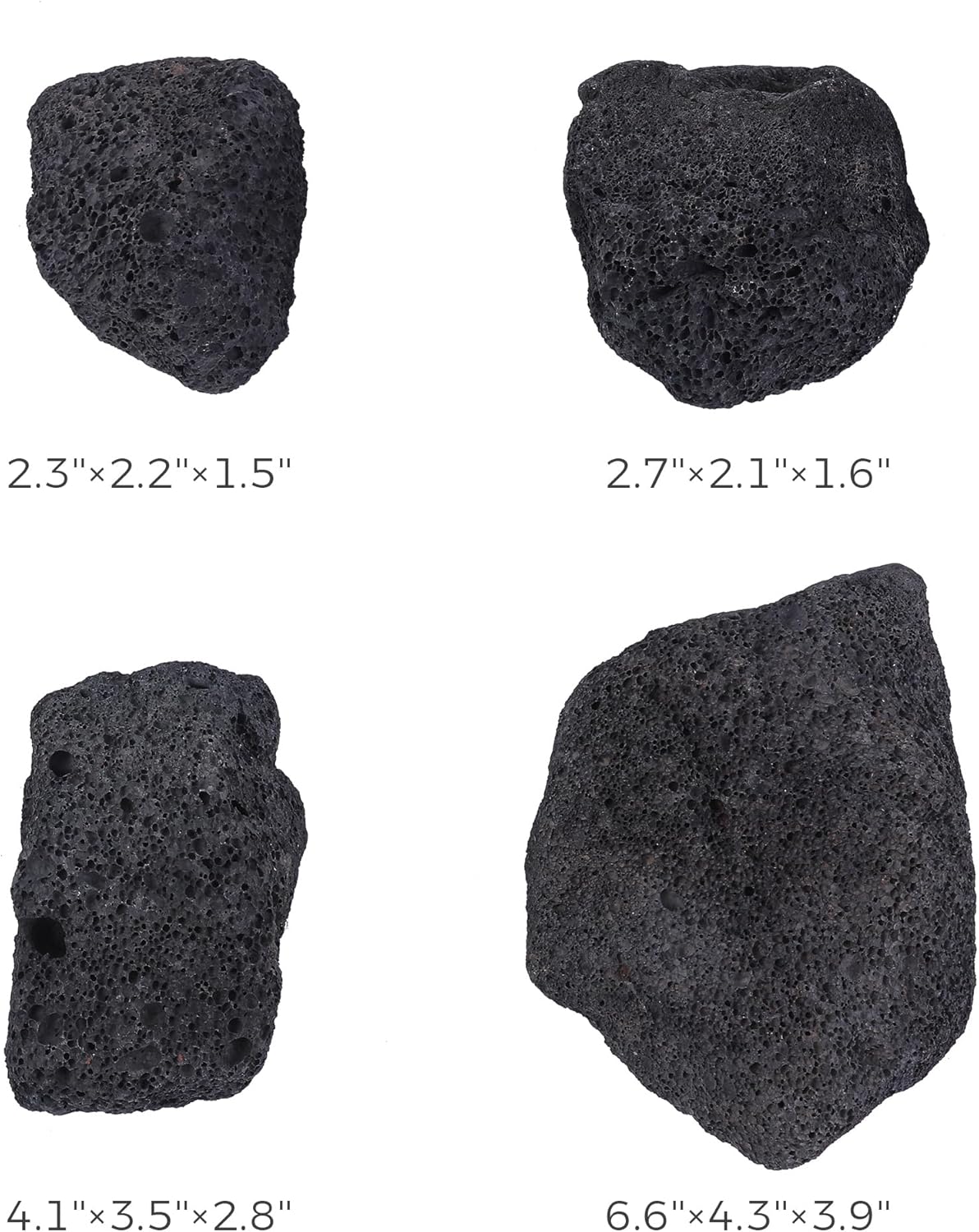 2-6 Inches Large Natural Black Lava Rock 4 PCS Aquarium Rocks for Aquascaping, Aquarium Landscaping, Terrariums, Fish Tank Decoration, Vivariums, Paludarium, Reptile and Amphibian Enclosures