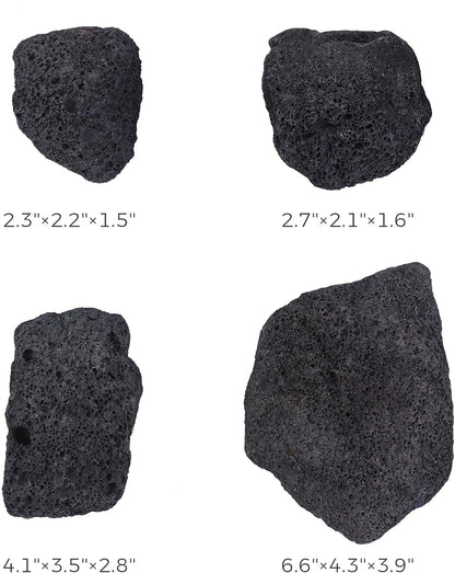 2-6 Inches Large Natural Black Lava Rock 4 PCS Aquarium Rocks for Aquascaping, Aquarium Landscaping, Terrariums, Fish Tank Decoration, Vivariums, Paludarium, Reptile and Amphibian Enclosures