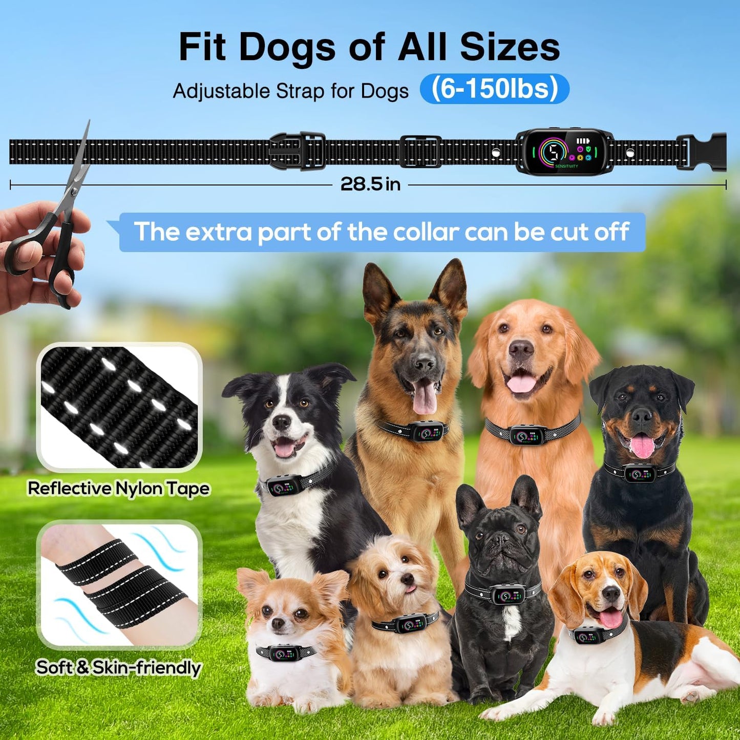 Bark Collar, 2 Pack Dog Bark Collar for Large Medium Small Dogs, Rechargeable Anti Barking Device for Dogs, Smart Training Collar with Beep Vibration 5 Sensitivity, Dog Bark Deterrent Devices