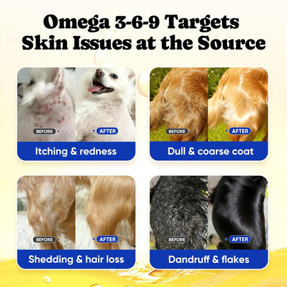 Omega 3 for Dogs – Salmon Oil for Dogs Skin & Coat Health, Fish Oil Supplement for Dog Shedding, Itch & Hot Spot Relief, Allergy Chews with EPA & DHA Fatty Acids for Skin & Joint Support - 180 Ct