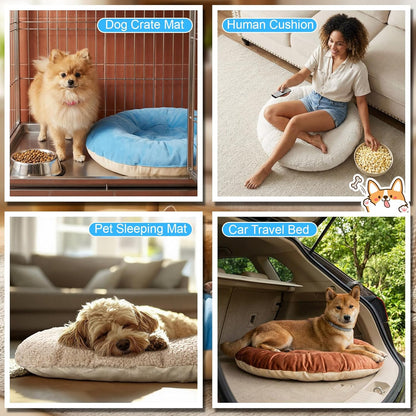 4 Pcs 20 Inch Ultra Soft Dog & Cat Bed, Anti-Anxiety Round Pet Bed Crate Pads Calming for All Season, Fluffy Warm Washable Cushion for Small and Medium Pets (Brown, Blue, White, Beige)