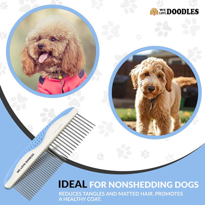 Metal Dog Comb, Dog Combs for Grooming Matting, Doodle Brush, Dematting Comb for Dogs, Dog Grooming Tools, Metal Pet Comb, Detangler Brush, Dematting Tools For Dogs, 2 Pack