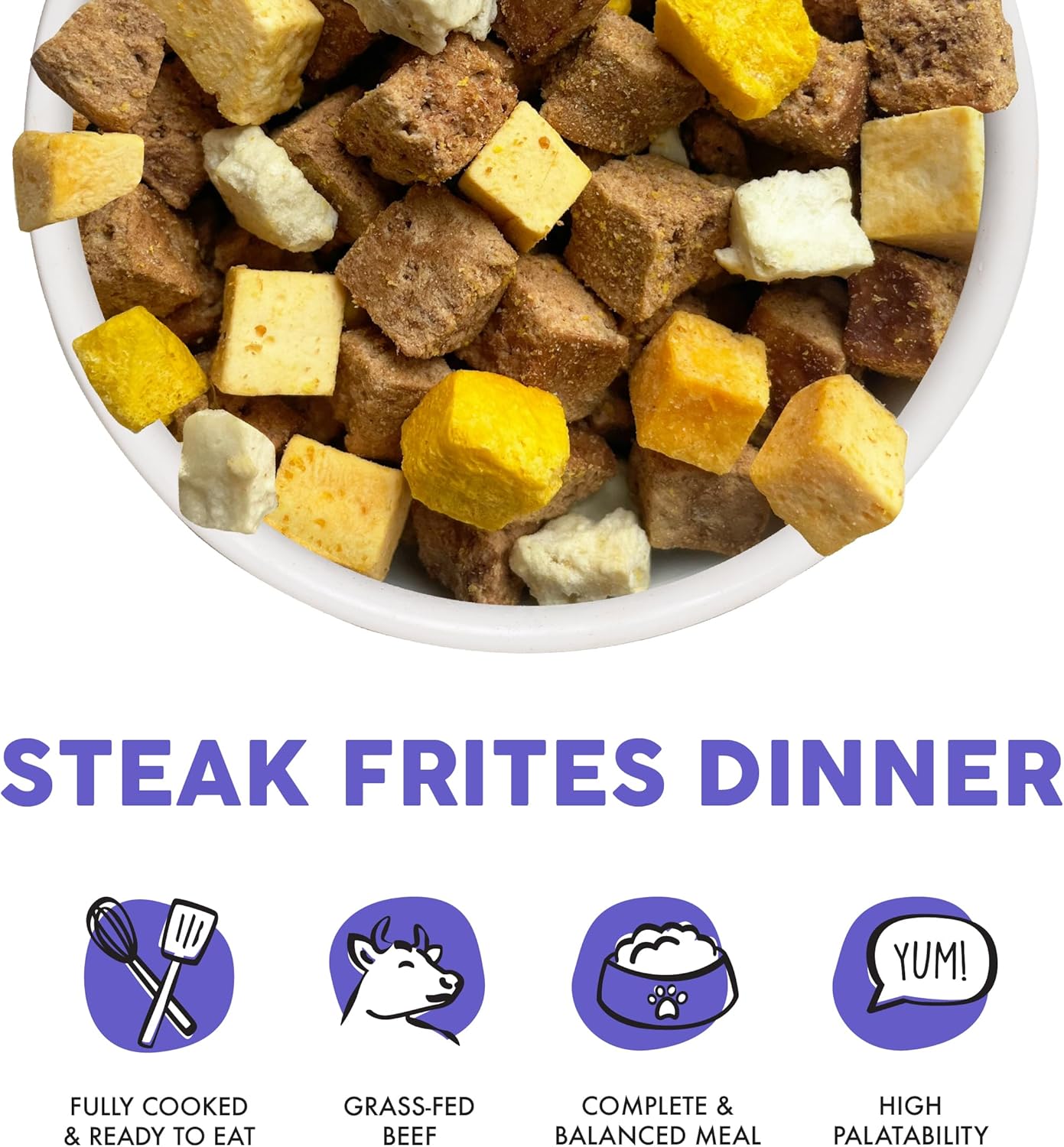 Weruva Dog Freeze Dried, Steak Frites Dinner with Sirloin Tip, Egg, Pumpkin & Sweet Potato, 1oz Bag (Pack of 3)