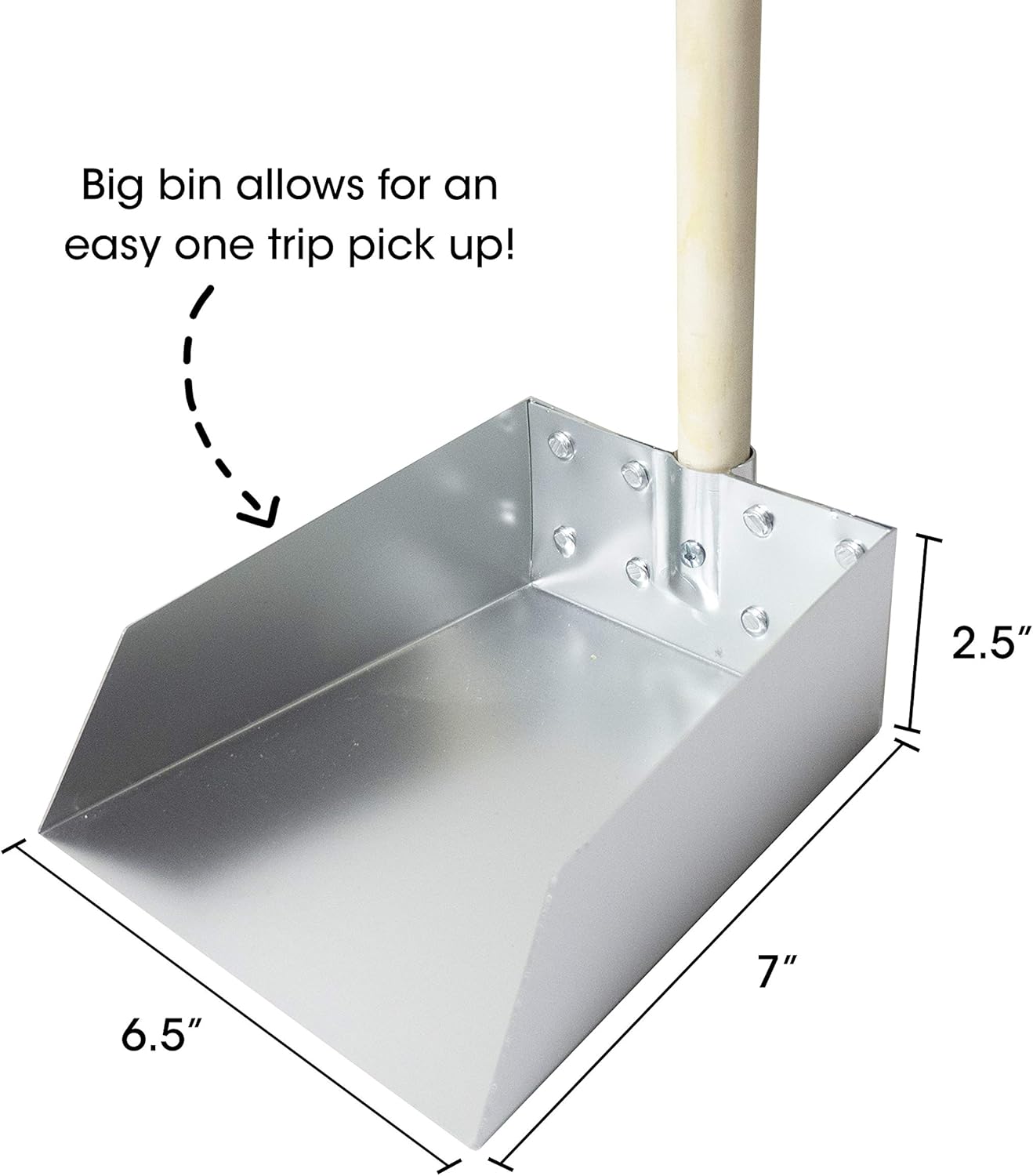 Spotty Wood Handle Pooper Scooper Durable Solid Metal Poop Tray with Rake 36.75" Long Handled Scoop | Great for Large or Small Dogs | No Assembly Required | Better for The Environment Than Plastic