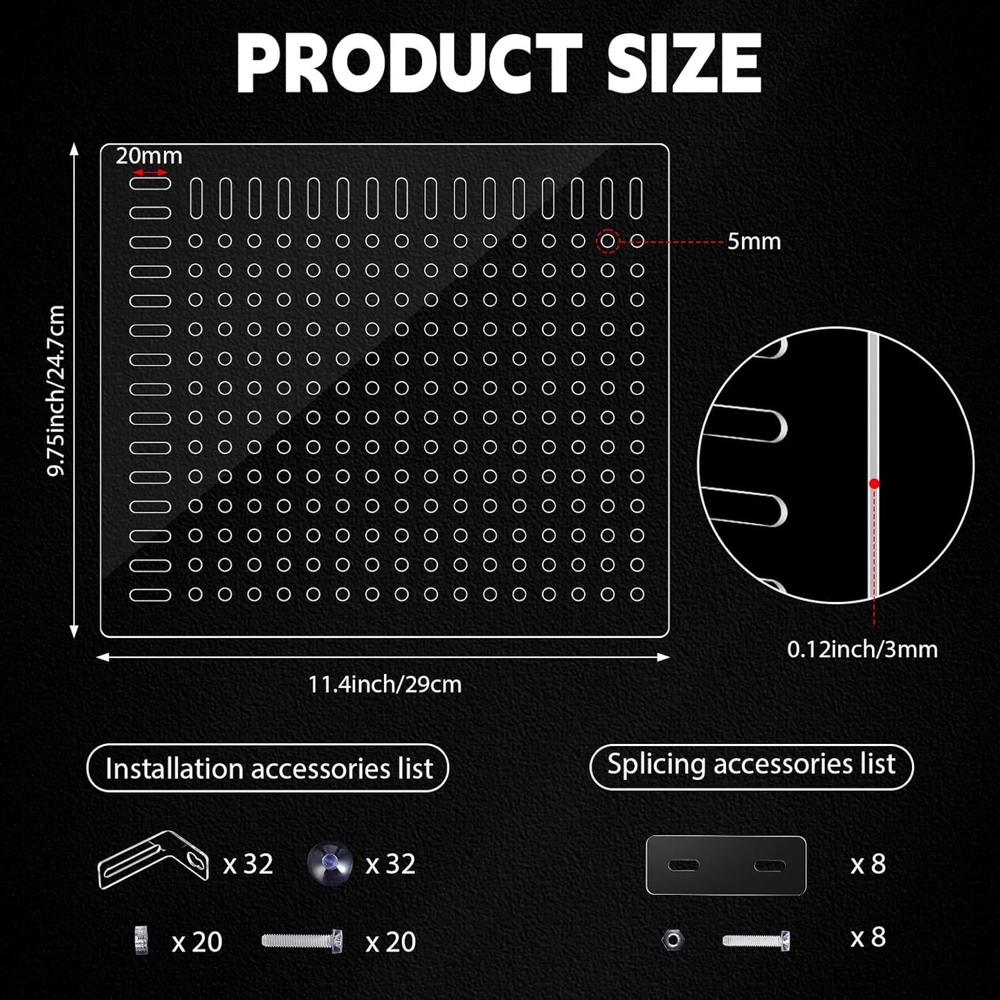 Nuanchu 4 Set Acrylic Fish Tank Divider 11.4 x 9.75'' Aquarium Divider Kit Splicable Flexibly Aquarium Divider with Suction Cups Accessories Splicing Board for 30/40/50/65/75/90/125/150 Gallon Tank