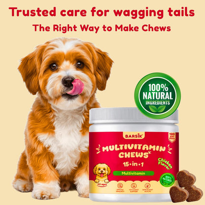 Dog Multivitamin, chewable multivitamin for Dogs, Supplements for Hip & Joints, Skin & Coat, Omega 3 Oil for Immune, Heart & Digestive Health, Senior & Puppy Multivitamin - Chicken Flavor - 120ct