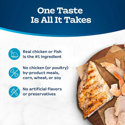 Blue Buffalo Tastefuls Flaked Wet Cat Food Variety Pack, Made with Natural Ingredients, Tuna, Chicken, Fish & Shrimp, 3-oz Cans (12 Count, 4 of Each)