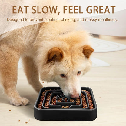 Slow Feeder Dog Bowls for Large Medium Dogs, Anti-Choking Slow Eating Maze Dog Food Bowl, Anti-Slip Slow Feeding Pet Puzzle Bowl,Black