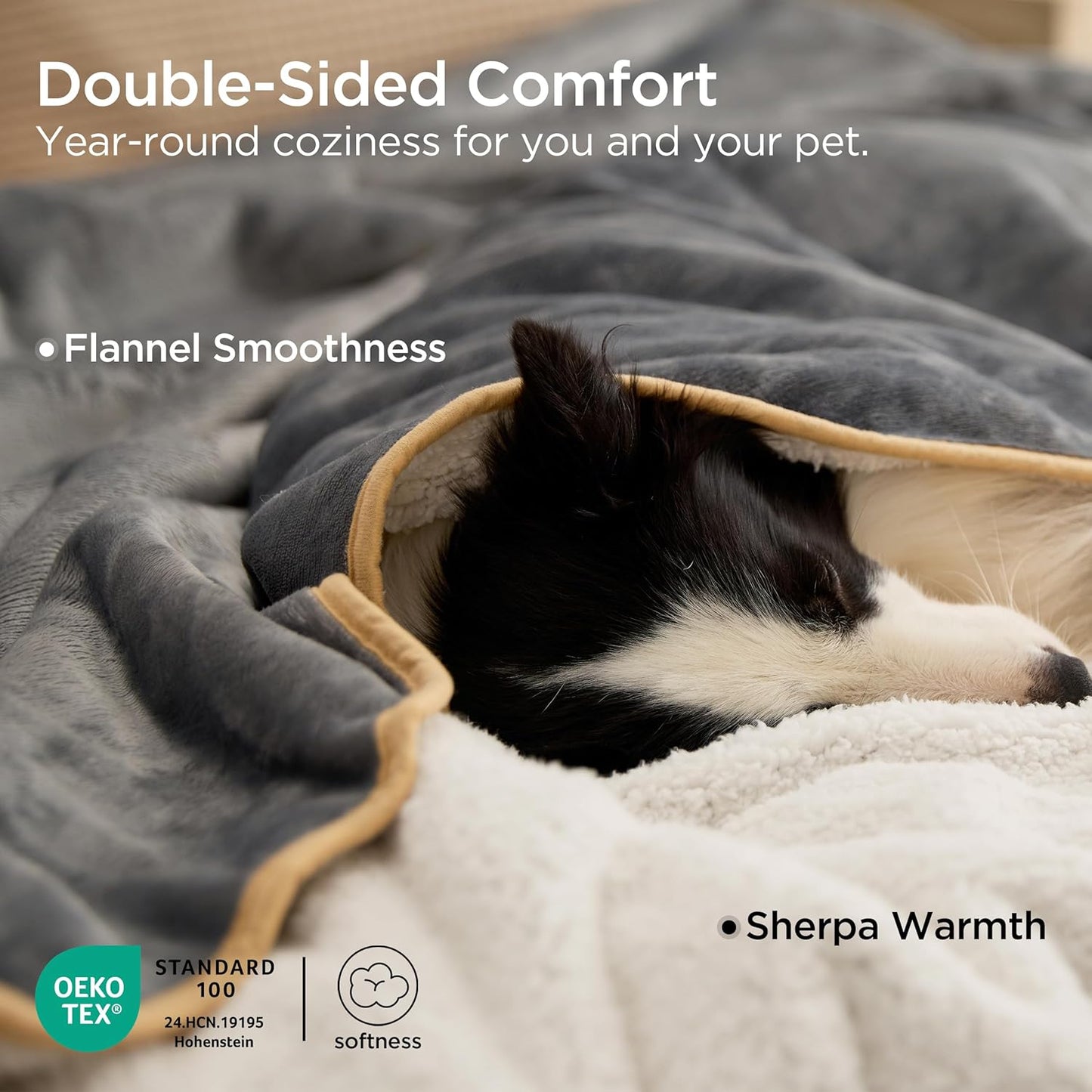 Bedsure Waterproof Dog Blankets for Small Dogs - Small Cat Blanket Washable for Couch Protection, Sherpa Fleece Puppy Blanket, Soft Plush Reversible Throw Furniture Protector, 25"X35", Grey