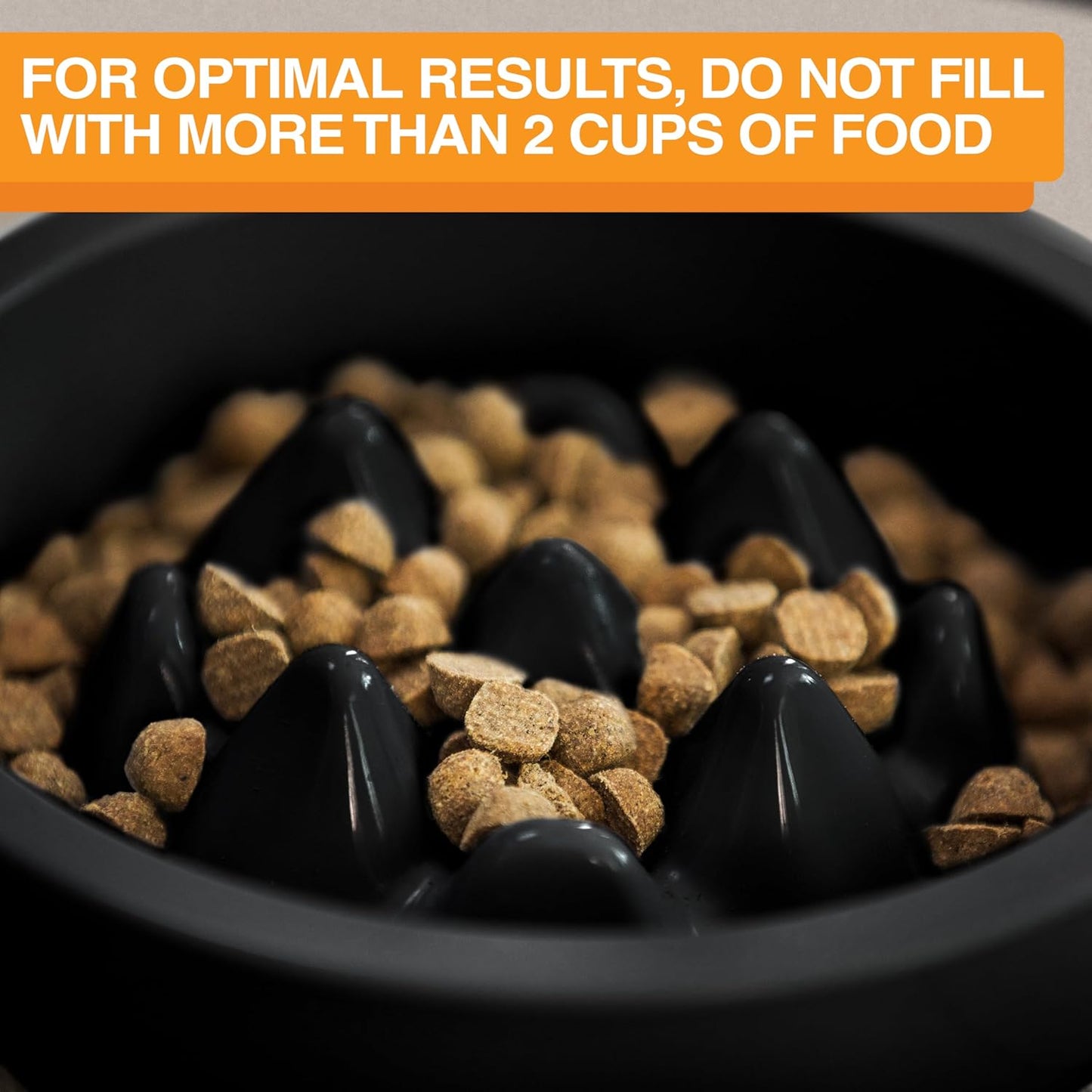 The Niner Slow Feed Bowl - Raised Peaks Slow Down Pets Eating - Fits Elevated Feeders Including Neater Feeder Large Sizes - Gentle on Teeth and Gums - Holds up to 2 Cups (Black)