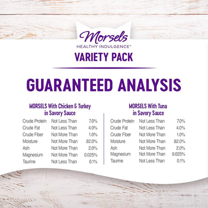 Wellness Healthy Indulgence Morsels Adult Wet Cat Food, Natural, Protein-Rich, Grain-Free, 3 Ounce Pouch, 8 Pack, (Morsels Variety Pack)