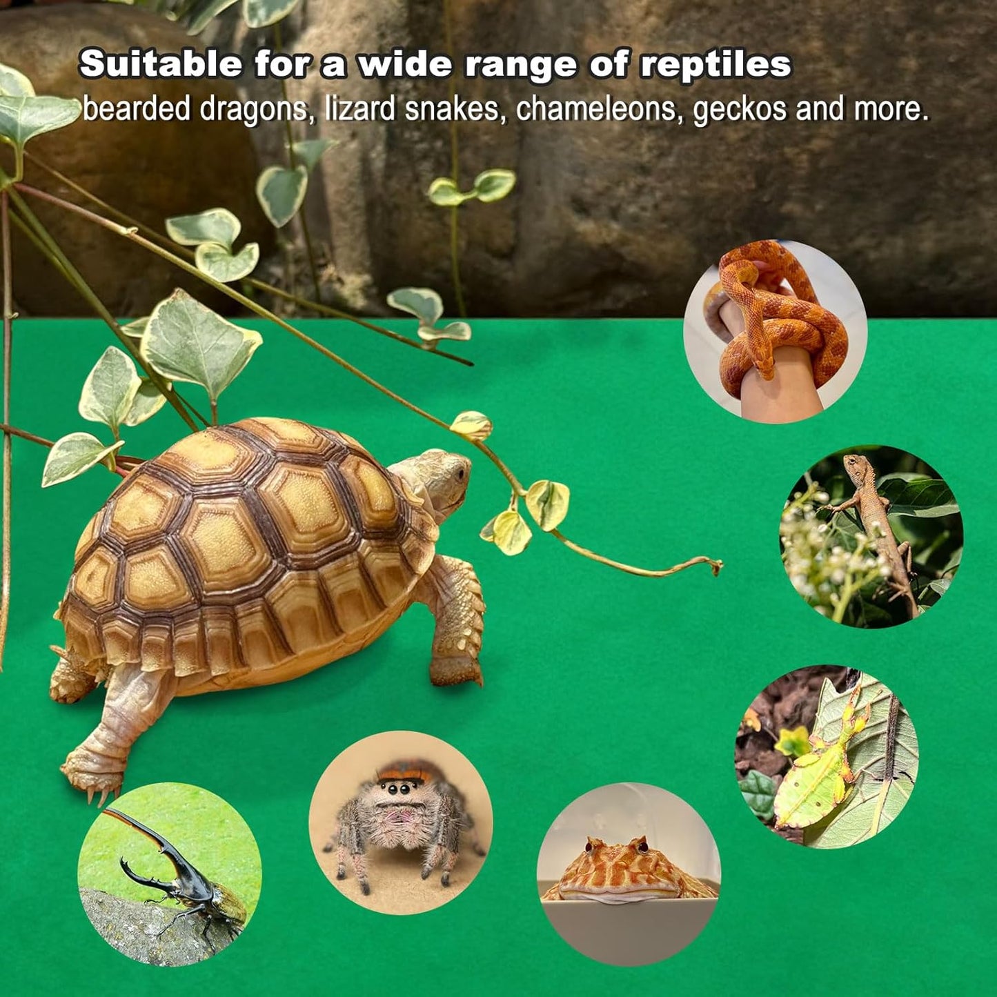 2 Pcs 47" x 24" Reptile Carpet： Terrarium Liner Bedding for Bearded Dragon, Tank Accessories for Leopard Gecko or Snake or Lizard or Tortoise (Green)