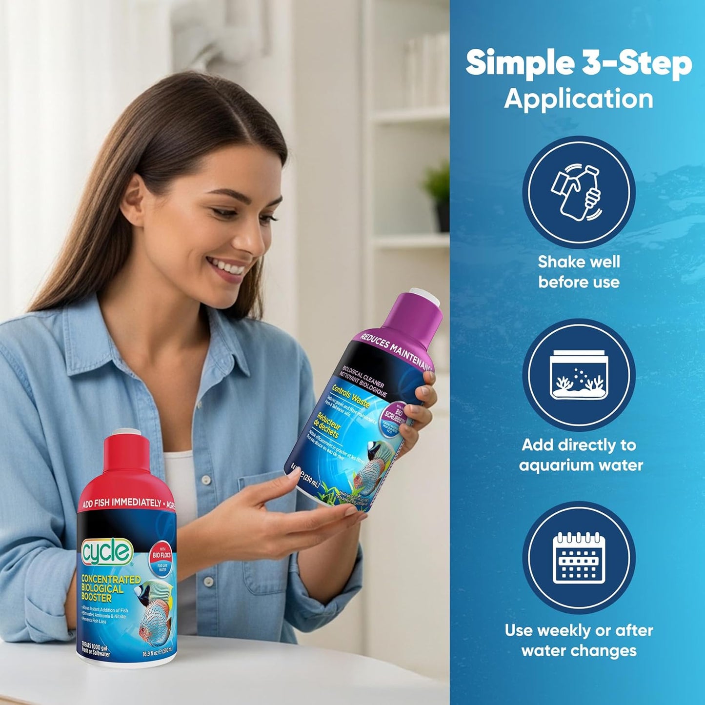 Aquarium Water Conditioner Bundle–Biological Enhancer & Waste Control Cleaner, 8.4 Oz Each | Aquarium Water Treatment, Water Conditioner & Bacteria Starter for Clear, Healthy Aquarium