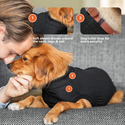 Suitical Recovery Suit for Dogs - XL Black - Dog Surgery Recovery Suit with Clip-Up System, Breathable Fabric for Spay, Neuter, Skin Conditions, Incontinence, 29.1–32.3 in Neck-to-Tail