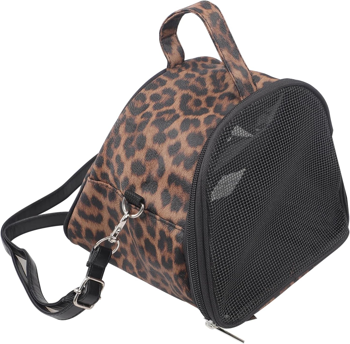 IPENNY Leopard Print Pet Carrier for Small Animals, Portable & Breathable Travel Handbag for Hamster, Sugar Glider, Hedgehog (7.3" L x 6.3" H x 3.1" W)