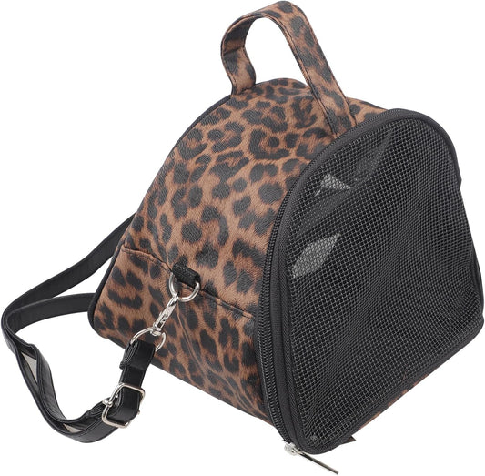 IPENNY Leopard Print Pet Carrier for Small Animals, Portable & Breathable Travel Handbag for Hamster, Sugar Glider, Hedgehog (7.3" L x 6.3" H x 3.1" W)