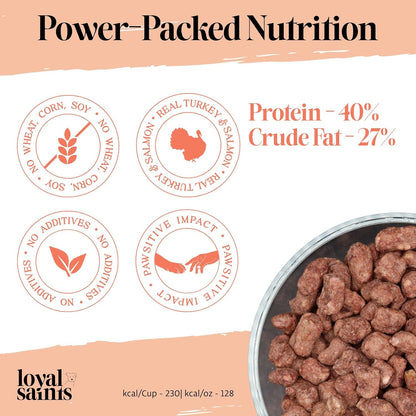 Freeze Dried Raw Dog Food - Premium Turkey and Salmon Flavor with High Protein and Grain Free Dog Food for All Breeds and Picky Eaters - Versatile as Meal Topper, Snack, and Treats, 14 Oz