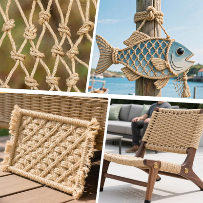 Jute Rope 49 Feet 8mm - Natural Heavy Duty Sisal Twine | Pet-Safe for Cat Scratch Posts, Crafts, Bundling & Hanging (Natural, 8MM-49FT)