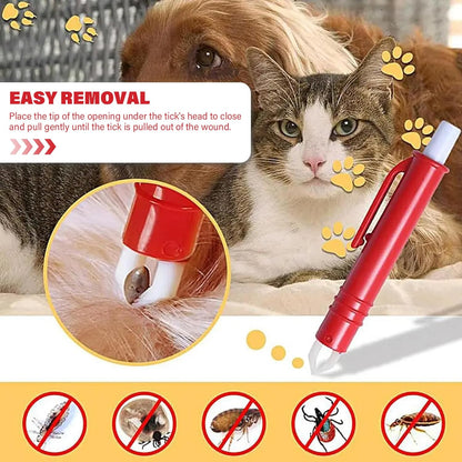 Tick Remover Tool Pen 3Pcs/Set Portable Lightweight PP Handheld Tick Tweezers Catching Pen for Dogs and Cats